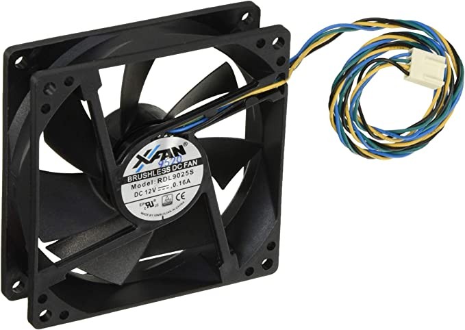 X-Fan 9cm angle x 25mm CPU / PWM for case (color / black, no thread) Sleeve, with speed sensor 800~2000rpm/24.39db Fan motor RDL9025SBK-PWM