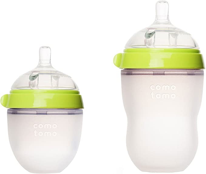 Comotomo Natural Baby Bottle - Green, 8oz (~236.56ml) + 5oz (~147.85ml)